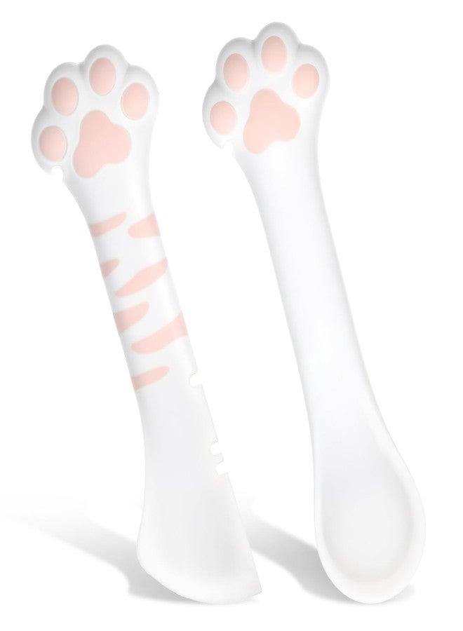 Larrel 2 Pcs Cat Food Spoon, Pet Food Can Spoon Scoop Cute Silicone Cat Can Opener Paw Shape Cats Spoons for Wet or Dry Dogs Cats Feeding Cans(White) - Image 1